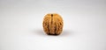 Creative poster Walnut in shell closeup gray background with copy space. Nut Macro concept Royalty Free Stock Photo