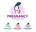 Creative pregnant woman logo. Medical research, gynecology clinic, polyclinics, obstetrics and hospitals, vector design and