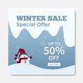 Creative premium winter sale social media post template design concept. online banner promotion. ads web banner vector Royalty Free Stock Photo