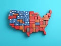 creative presentation of the United States using colorful shipping containers, symbolizing trade. Royalty Free Stock Photo