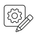 Creative process concept, icon in line design. creative process, design, settings, idea, development, creativity, workflow on Royalty Free Stock Photo