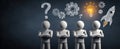 The creative process illustrated by figures contemplating ideas and solutions. AI generated image Royalty Free Stock Photo