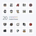 20 Creative Process Line Filled Color icon Pack like creative camera coffee process object