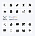 20 Creative Process Solid Glyph icon Pack like pencil creative page process idea