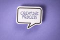 Creative Process. Speech bubble on purple background Royalty Free Stock Photo