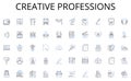 Creative professions line icons collection. Microcontroller , FPGA, Semiconductor, Transistor, Circuit, Analog, Digital