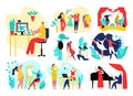 Creative professions people cartoon icons set of vector illustrations. Artist, designer, sculptor, photographer and