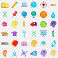 Creative puzzle icons set, cartoon style