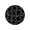 Creative puzzle pieces arranged in spherical geometric pattern design illustration Royalty Free Stock Photo