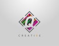 Creative Q Letter Logo. Modern Abstract Square Geometric Initial Q Icon Royalty Free Stock Photo