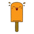 A creative quirky comic book style cartoon orange ice lolly