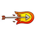 gradient shaded quirky cartoon burning arrow