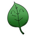 A creative quirky gradient shaded cartoon happy leaf