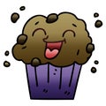 A creative quirky gradient shaded cartoon happy muffin