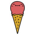 A creative quirky hand drawn cartoon happy ice cream