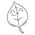 A creative quirky line drawing cartoon happy leaf