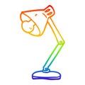 A creative rainbow gradient line drawing cartoon angled desk lamp