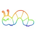 A creative rainbow gradient line drawing cartoon angry caterpillar Royalty Free Stock Photo