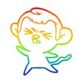 A creative rainbow gradient line drawing cartoon angry monkey Royalty Free Stock Photo