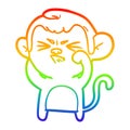 A creative rainbow gradient line drawing cartoon angry monkey Royalty Free Stock Photo