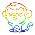 A creative rainbow gradient line drawing cartoon angry monkey Royalty Free Stock Photo