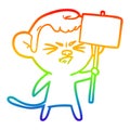 A creative rainbow gradient line drawing cartoon angry monkey Royalty Free Stock Photo