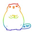 A creative rainbow gradient line drawing cartoon beaver