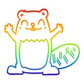 A creative rainbow gradient line drawing cartoon beaver