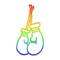 A creative rainbow gradient line drawing cartoon boxing gloves