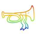 A creative rainbow gradient line drawing cartoon brass horn