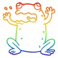 A creative rainbow gradient line drawing cartoon burping toad