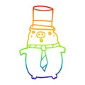 A creative rainbow gradient line drawing cartoon business pig Royalty Free Stock Photo
