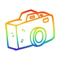 A creative rainbow gradient line drawing cartoon camera