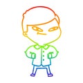 A creative rainbow gradient line drawing cartoon confident man