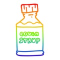 A creative rainbow gradient line drawing cartoon cough syrup