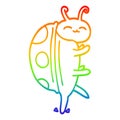 A creative rainbow gradient line drawing cartoon cute bug Royalty Free Stock Photo