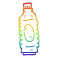 A creative rainbow gradient line drawing cartoon drinks bottle