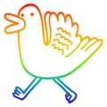 A creative rainbow gradient line drawing cartoon duck running Royalty Free Stock Photo