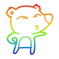 A creative rainbow gradient line drawing cartoon explaining polar bear