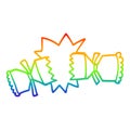 A creative rainbow gradient line drawing cartoon exploding cracker