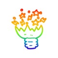 A creative rainbow gradient line drawing cartoon exploding light bulb Royalty Free Stock Photo