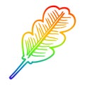 A creative rainbow gradient line drawing cartoon fallen leaf
