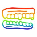 A creative rainbow gradient line drawing cartoon false teeth Royalty Free Stock Photo