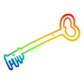 A creative rainbow gradient line drawing cartoon fancy old key