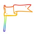 A creative rainbow gradient line drawing cartoon flag waving in wind