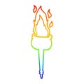 A creative rainbow gradient line drawing cartoon flaming chalice Royalty Free Stock Photo