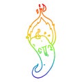 A creative rainbow gradient line drawing cartoon flaming hot chili pepper