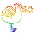 A creative rainbow gradient line drawing cartoon flapping duck Royalty Free Stock Photo