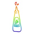 A creative rainbow gradient line drawing cartoon flea treatment bottle