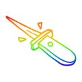 A creative rainbow gradient line drawing cartoon flick knife Royalty Free Stock Photo